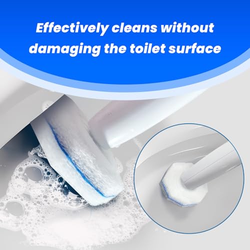 Toilet Cleaning Wand Holder (No Wand) 1 Caddy & 10 Packs Brush Refills Only, Disposable Brush Kit, Stand Toilet Starter Kit, Wall Mounted Storage Caddy, Refills Container for Cleaning Supplies - color: Pearl White