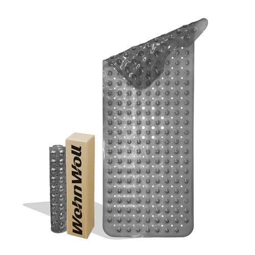 Non-Slip Bath Tub Mat, Extra Large 40x16 Inch Shower Mat with Suction Cups & Drain Holes, Quick Dry Soft Mat for Bathroom Floor Safety, Bubble Style, Gray - color: Gray
