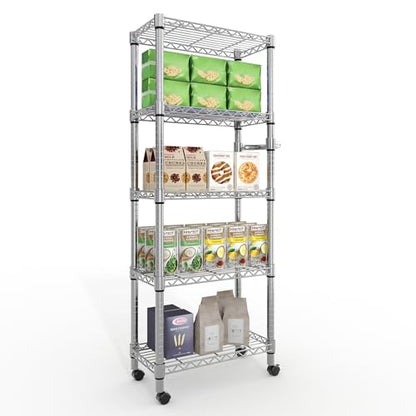 Garvee 61" H Storage Shelves with Wheels 1100LBS Rolling Metal Wire Rack - size: 61"H x 23.6"W x 11.8"D