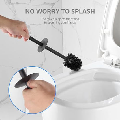BGL Toilet Brush and Holder Set, Matte Black Freestanding for Bathroom Storage and Organization, Square Design Sturdy and Space Saving - color: Matte Black