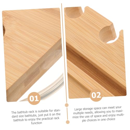 Expandable Bamboo Bathtub Shelf Bath Tray for Tubs Storage Organization