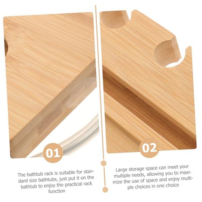 Expandable Bamboo Bathtub Shelf Bath Tray for Tubs Storage Organization