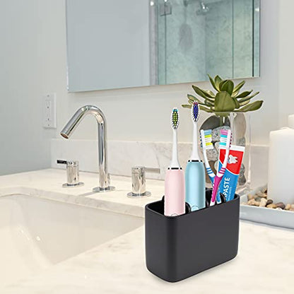 Toothbrush Holder Bathroom Toothbrush Toothpaste Organizer Tooth Brush Holder Makeup Brushes Holder Resin (Black) - color: Black