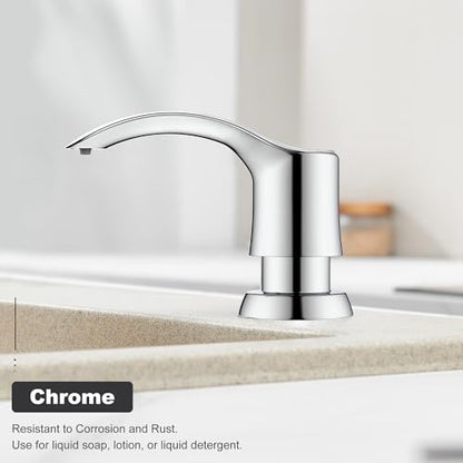 Kitchen Sink Soap Dispenser - Chrome, G080C-G | Sink Soap Dispenser Pump with 40" Silicone Soap Dispenser Extension Tube, Say Goodbye to Frequent Refills - color: Chrome, size: with Hose