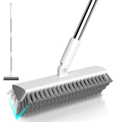 Floor Scrub Brush with Long Handle, Heavy-Duty Tile and Shower Grout Brush Stiff, Professional Grout Cleaner for Bathroom, Kitchen, Floor, Tile Brush Concrete Surfaces