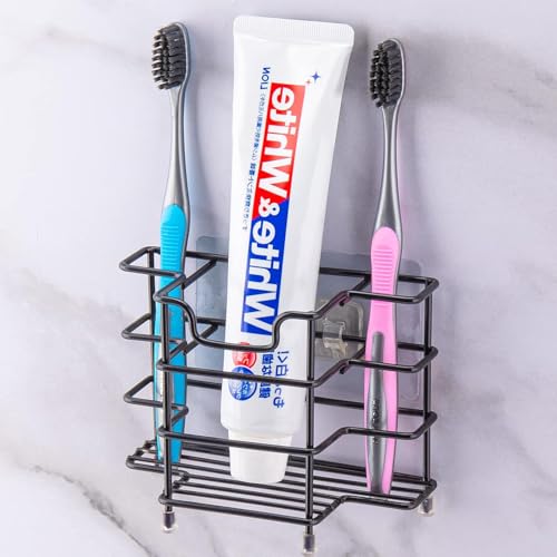 Toothbrush Holders for Bathroom, 3-Slot Black | Wall-mounted Hygienic Bathroom Storage for Countertop or Shower - size: Medium