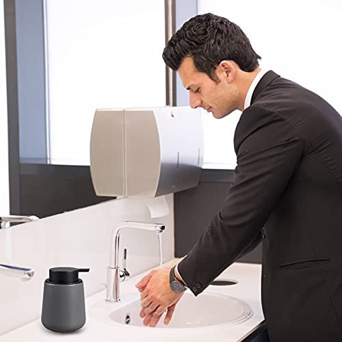 Bosilunlife 12Oz Ceramic Foam Soap Dispenser for Bathroom Kitchen Counter | Premium countertop foam pump creates delicate dense foam, stable desktop placement, Matte Grey - color: Matte Grey