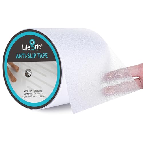 LifeGrip Anti Slip Transparent Anti Slip Tape, 6 inch by 38 feet, Non-Slip Traction Grip Tape to Tubs, Boats, Stairs, Clear, Soft, Comfortable for Bare feet (6" X 38') - size: 6" X 38'