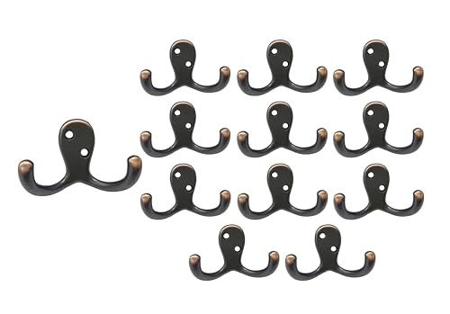 Premium Double Robe Hook, 2-3/4", Zinc Die Cast, Classic Oil-Rubbed Bronze, Made in Taiwan, 12 Pack - size: 12pack-Classic Oil-Rubbed Bronze