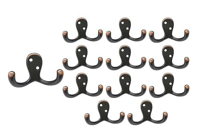 Premium Double Robe Hook, 2-3/4", Zinc Die Cast, Classic Oil-Rubbed Bronze, Made in Taiwan, 12 Pack - size: 12pack-Classic Oil-Rubbed Bronze