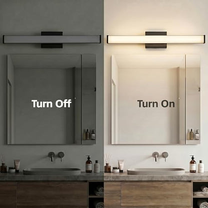 URSOLA 36" Modern LED Bathroom Light Fixtures, Matte Black 3CCT Dimmable Bathroom Vanity Light Over Mirror, Bathroom Vanity Bath Bar Lights with Double Layer Acrylic Shade - color: Matte Black, size: 36inch