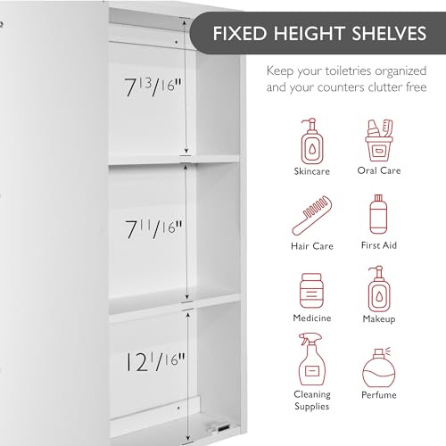 Design House Wyndham Tri-View Medicine Cabinet, 36", White | Wall Mount, Transitional, Wood, Bath, 545103-WHT - color: White, size: 36 in. W x 30 in. H