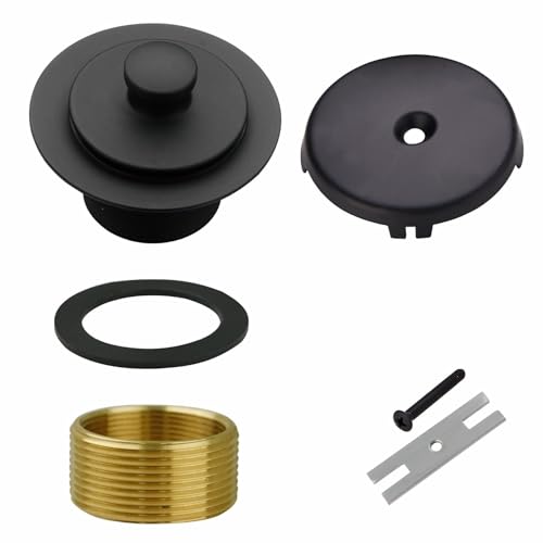 WELSAN Matte Black Tub Drain and Overflow Kit, Bathtub Drain Kit Universal | Lift & Turn, Single Hole Faceplate, Fine/Coarse Thread Conversion Twist Trim Kit Assembly, For 1-3/8" and 1-1/2" Tub Drains - color: Black