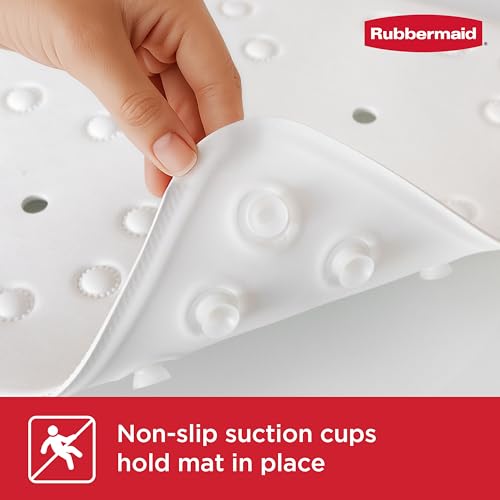Rubbermaid Soft Foam Tub Mat, Non-Slip Bath Mat with Quick-Drain Holes, 35.88 x 17 Inch BPA-Free Shower Mat for Inside Bathtub or Shower, White - color: White