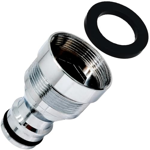 1pcs Brass Faucet Tap Quick Connector Adapter Kit,24mm Female Thread x 1mm Pitch Connector,Universal Faucet Adapter for Washing Machine And Pressure Washer(Silver) - size: 24mm Female Thread x 1mm