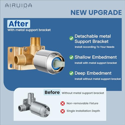 Airuida Shower Faucet Set,8 Inch Chrome Polish Shower Trim Kit | Round Rainfall Shower Head,Single Handle,Male Threads Rough-in Valve,Wall Mount Bathroom System - color: Chrome, size: 8 Inch