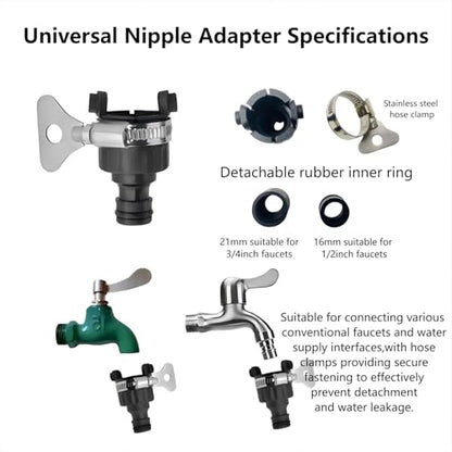 1/2inch Universal Hose quick Connector accessory Set, High-pressure car wash gun, washing machine faucet connector, garden irrigation tool hose quick-connect 9 pieces set.