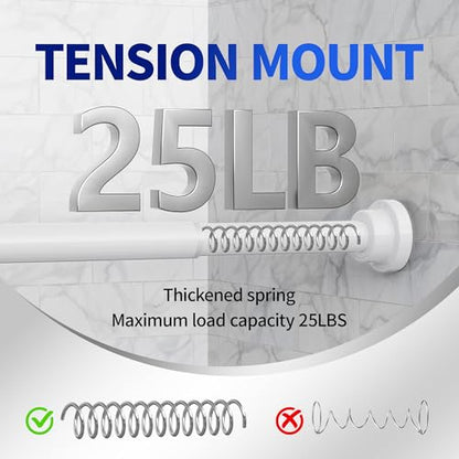Mcrbeay Shower Curtain Rod, 1" Diameter Heavy Duty Tension Shower Rod, Non Slip Adjustable 28-102 inch No Drilling Shower Curtain Rods Spring Tension For Bathroom, Shower Stall, No Rust, White - color: White, size: 28-102 Inches