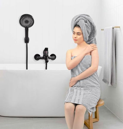Bath Towels Set of 4 Extra Large, 30x60 in, 100% Uzbek Cotton 600 GSM Oeko-TEX, Larger & Lighter Weight, Quicker to Dry, Super Soft and Absorbent Perfect for Bathroom–Light Grey - color: Light Grey