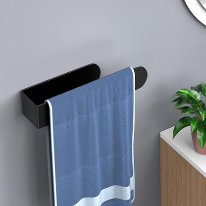 HUFEEOH 2 Pack Adhesive Hand Towel Holder, Sticky Towel Bar Towel Holder Wall Mounted, Stainless Steel Kitchen Towel Holder Hand Towel Rack for Bahtroom Hotel RV Kitchen (Black) - color: Black, size: 8 Inch (2PC)