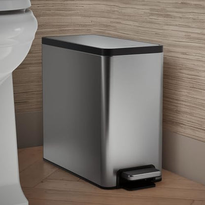 Kohler K-20957-ST 2.5 Gallon Slim Step Trash Can, Stainless Steel - color: Stainless Steel, size: 2.5 Gallon - Step Can