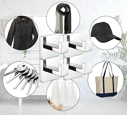 SHUNLI 4 PCS Chrome Towel Hooks for Bathroom, Wall Mounted Square Bath Hook Coat Hook Robe Hanger, Heavy Duty SUS304 Stainless Steel - color: Chrome
