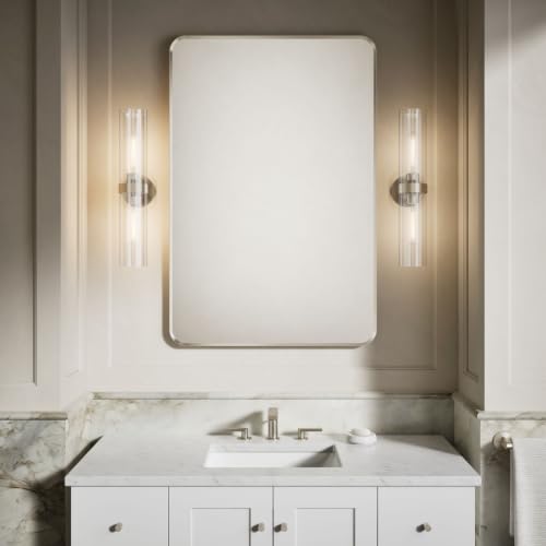 Kohler Essential 30 in. W x 45 in. H Rectangular Framed Wall Mount Bathroom Vanity Mirror in Brushed Nickel - color: Brushed Nickel, size: 45"L x 30"W, style: Rectangle