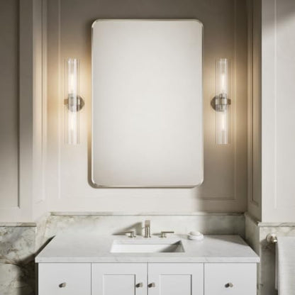 Kohler Essential 30 in. W x 45 in. H Rectangular Framed Wall Mount Bathroom Vanity Mirror in Brushed Nickel - color: Brushed Nickel, size: 45"L x 30"W, style: Rectangle