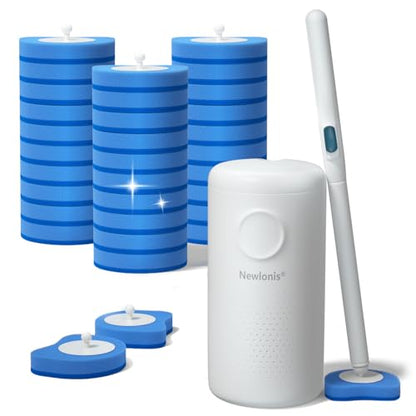 Newlonis® Disposable Toilet Bowl Brush, 32 Scented Refills, Wall-Mounted | Toilet Bowl Cleaner Wand, Touch-Free - color: 1+32 Refills