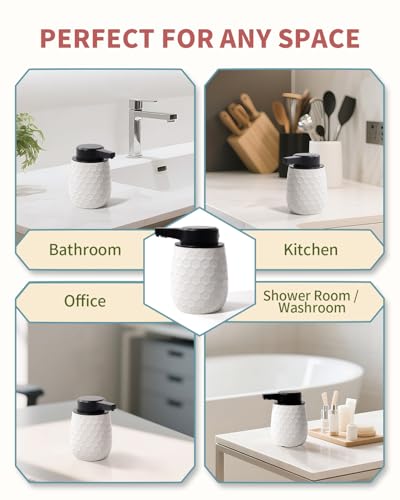 Automatic Soap Dispenser, Touchless Foaming Dish Soap Dispenser 13OZ/384ml, Ceramic White Foam Soap Dispenser Bathroom Kitchen, Waterproof, USB C Rechargeable, ANTIS'S HOME