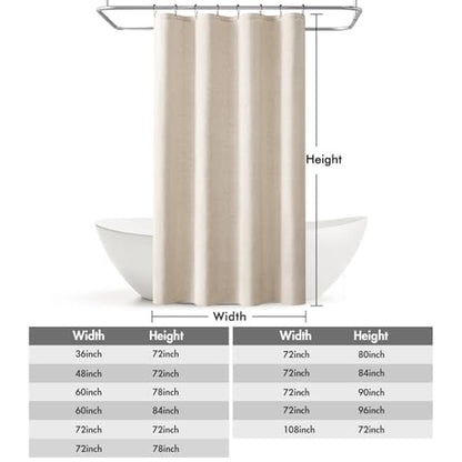 MIULEE Linen Fabric Shower Curtain Cream Beige W48*L72 8 Metal Hooks | Modern, Heavy Duty, Curtain Set, Waterproof Neutral Thick Cloth Shower Curtains, Bathroom Bathtub, Washable - color: Cream, size: 48"W x 72"L (Pack of 1)