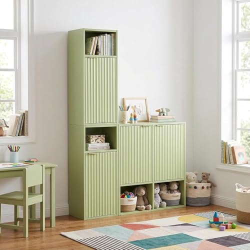 AKMAKM 59.1" Tall Slim Bathroom Storage Cabinet Green | Freestanding or Wall Mounted Modular Cabinet, Fluted Panel Linen Tower with Adjustable Shelves for Small Spaces - color: Green