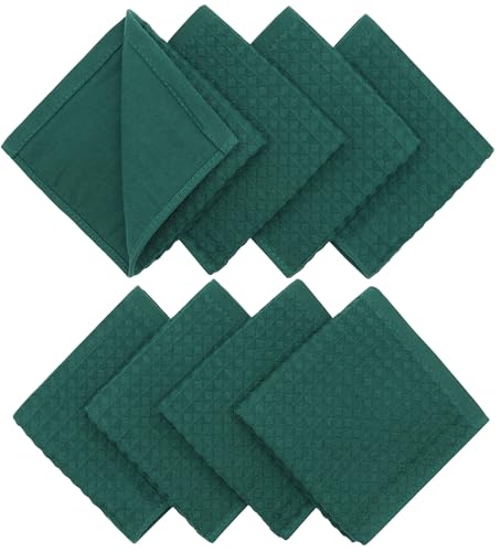 Washcloths Cotton Dish Cloths, 8 Pack,12”x12”,Green Dish Rags | Soft Kitchen Washcloths Wash Rags, Double Deck Small Hand Towels For Kitchen, Absorbent Dish Cloths For Washing Dishes - color: Green