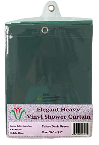Elegant Heavy Duty Vinyl Shower Curtain Liner with 12 Metal Grommets Dark Green - color: Dark Green