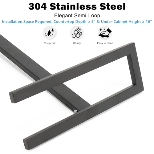 Livabber Standing Hand Towel Holder, 304 Stainless Steel Hand Towel Rack Stand with Heavy Marble Base, Bath Accessories, Towel Ring for Bathroom Kitchen Countertop, 14 Inch (Black) - color: Black