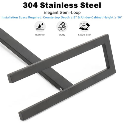 Livabber Standing Hand Towel Holder, 304 Stainless Steel Hand Towel Rack Stand with Heavy Marble Base, Bath Accessories, Towel Ring for Bathroom Kitchen Countertop, 14 Inch (Black) - color: Black