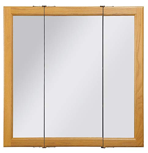 Design House Claremont Tri-View Medicine Cabinet, 30", Honey Oak | Wall Mount, Transitional, Wood, Bath, 545301-HOK - color: Honey Oak, size: 30 in. W x 30 in. H
