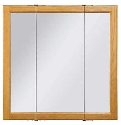 Design House Claremont Tri-View Medicine Cabinet, 30", Honey Oak | Wall Mount, Transitional, Wood, Bath, 545301-HOK - color: Honey Oak, size: 30 in. W x 30 in. H