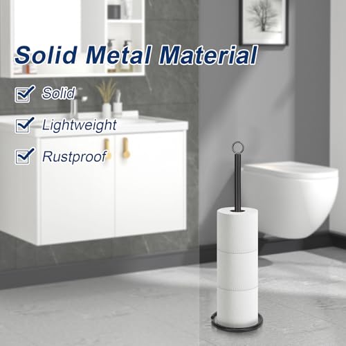 NearMoon Bath Toilet Paper Holder Stand, Freestanding Tissue Paper Storage with Reserve, Space Toilet 4 Rolls Holder for Bathroom/Kitchen Countertop-All Metal (2 Pack, Matte Black) - color: Matte Black
