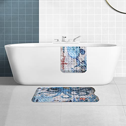 MOLFUJ Non Slip Bathtub Mat for Bathroom, 40 X 16 Inch Sea Turtle Bath Tub Mat with Antislip Suction Cups and Drain Holes, Blue Long Shower Mats for Baby Tub - color: Style 1