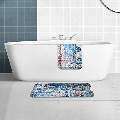 MOLFUJ Non Slip Bathtub Mat for Bathroom, 40 X 16 Inch Sea Turtle Bath Tub Mat with Antislip Suction Cups and Drain Holes, Blue Long Shower Mats for Baby Tub - color: Style 1