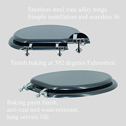 Elongated Toilet Seat Wood Toilet Seat Prevent Shifting with Zinc Alloy Hinges American Standard Size Toilet Seat Easy to Install also Easy to Clean(Elongated,Navy Black Blue) - color: Navy Blue, size: Elongated