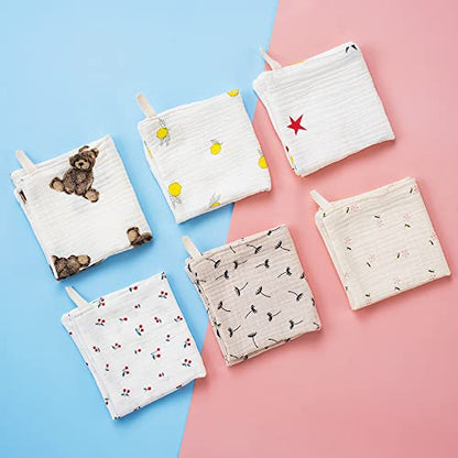 Baby Msulin Washcloths Newborn Face Towel - Baby Muslin Burp Cloths 6Pack Soft Absorbent Natural Cotton Wash Towel 10"X10" Baby Bath Towels Wipes Baby Registry as Shower - color: 4 Layers-6pack-coton
