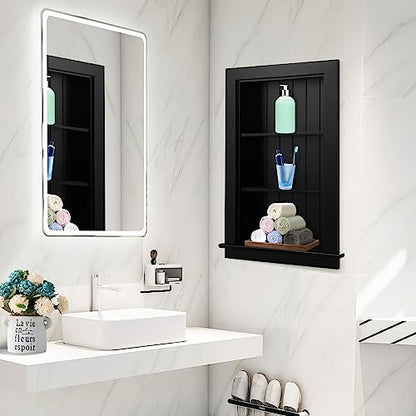 14 x 24 Medicine Cabinet Recessed, Wall Niche, Bathroom Wall Cabinet, 3-Tier, Between Studs Shelving for Drywall, Black - color: Harrison, size: 14x24