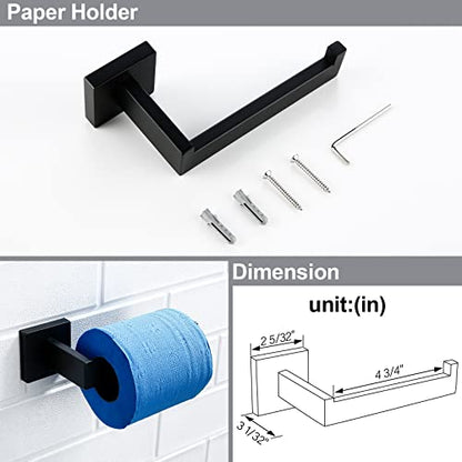 BAGNOLUX Matte Black Bathroom Accessories Set 4 Pieces, Bathroom Towel Holder Set Stainless Steel, Black Towel Bar Towel Racks for Bathroom Wall Mounted, Square Bathroom Hardware Set Heavy Duty - color: Matte Black