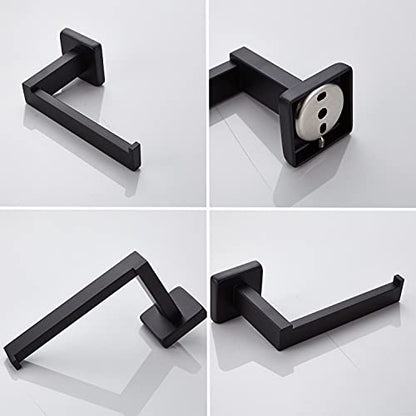 TocTen Toilet Paper Holder-Bathroom Tissue Holder Fit Big Roll Paper, Made of Thicken SUS 304 Stainless Steel, Square Paper Roll Holder Wall Mount Suitable for Bathroom, Kitchen, Office (Black, 6.5) - color: Black-square