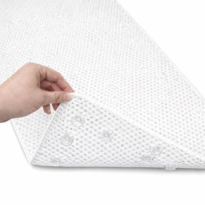 Bathtub Mat Non Slip, Bath Mat for Tub Non Slip, Tub Mat Extra Large 36 x 17 in, Bathtub Mat with Suction Cups & Drain Holes, Soft Foam, Machine Washable, White - color: White