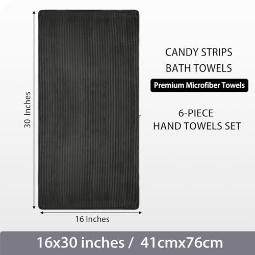 6 Pack Microfiber Hand Towels for Bathroom, 16"x30",Charcoal Gray | Soft Touch, Highly Absorbent, Quick Dry, Lint Free, Hanging Loop, Lightweight Towels for Guest Bath, Gym, Travel & Kitchen - color: Charcoal Gray