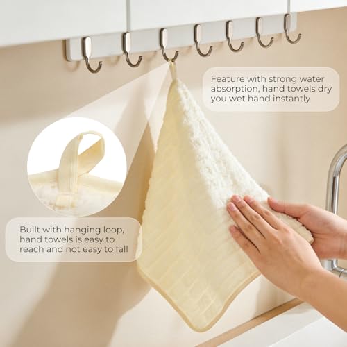 Hanging Hand Towels with Loops for Bathroom,Soft, Absorbent, Quick Dry for Drying Hands and Multi Surfaces, Pack of 5, 23.6" x 11.8"