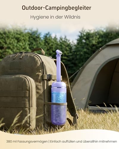 Portable Bidet for Travel & Camping - Manual Squeeze Peri Bottle Handheld | 3 Leak-Proof Seals | BPA-Free | Feminine Hygiene Care | Postpartum | Extendable Sprayer with Nozzle | for Men&Women-Purple - color: Purple
